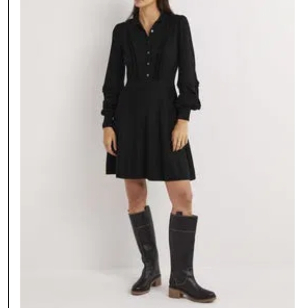 BODEN BLACK KNIT MINI DRESS WITH LONG SLEEVES SIZE 4